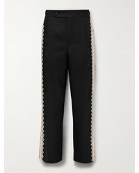 Bode - Straight-leg Lace-trimmed Wool Trousers - Lyst
