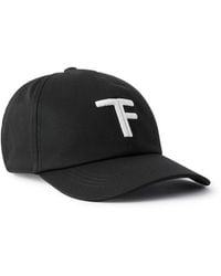 Tom Ford - Logo-Embroidered Leather-Trimmed Cotton-Twill Baseball Cap - Lyst