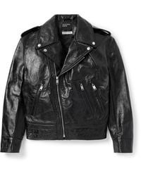 Enfants Riches Deprimes - Distressed Leather Biker Jacket - Lyst