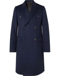 Paul Smith Slim-fit Double-breasted Wool And Cashmere-blend Overcoat - Blue