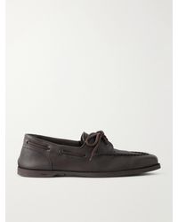 John Lobb - Foil Full-Grain Leather Boat Shoes - Lyst