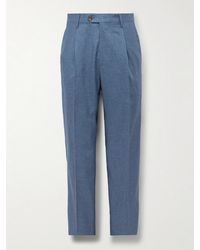 Etro - Straight-Leg Pleated Silk And Cashmere-Blend Trousers - Lyst