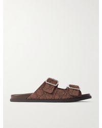 Gucci - Rhein Logo-Debossed Suede Sandals - Lyst