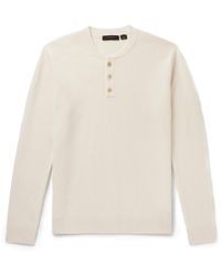 Incotex - Zanone Slim-Fit Ribbed Virgin Wool Henley Sweater - Lyst
