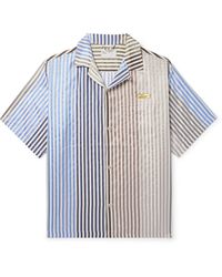 4SDESIGNS - Convertible-collar Logo-appliquéd Striped Silk-faille Shirt - Lyst
