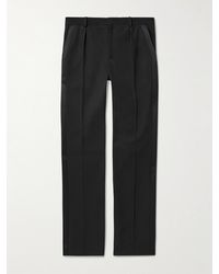Saint Laurent - Tapered Pleated Wool Trousers - Lyst