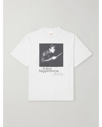 SAINT Mxxxxxx - Robert Mapplethorpe Self-Portrait Distressed Printed Cotton-Jersey T-Shirt - Lyst