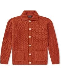 Beams Plus - Alan Patchwork Cable-Knit Wool Cardigan - Lyst