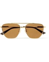 Bottega Veneta - Aviator-style Gold-tone Sunglasses - Lyst