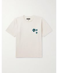 Monitaly - Crochet-trimmed Cotton-jersey T-shirt - Lyst