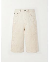Acne Studios - Judda Straight-Leg Paint-Splattered Cotton Shorts - Lyst
