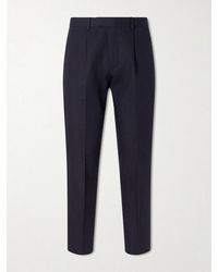 ZEGNA - Straight-leg Pleated Cotton And Linen-blend Trousers - Lyst