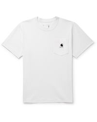 Sacai - Carhartt Wip Logo-appliquéd Canvas-trimmed Cotton-jersey T-shirt - Lyst