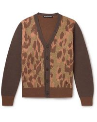 Leopard Jacquard Knit Zip Cardigan