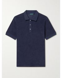Incotex Garment-dyed Cotton-terry Polo Shirt - Blue