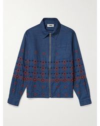 YMC - Bowie Embroidered Cotton-chambray Blouson Jacket - Lyst