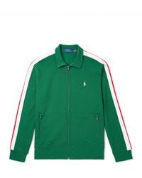Polo Ralph Lauren - Striped Cotton-Blend Jersey Zip-Up Sweatshirt - Lyst