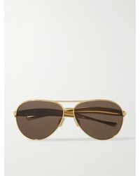 Bottega Veneta - Sardine Aviator-style Gold-tone Sunglasses - Lyst