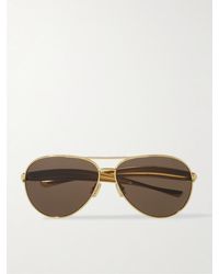 Bottega Veneta - Sardine Aviator-style Gold-tone Sunglasses - Lyst