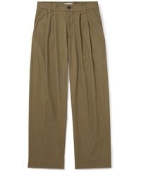 Agolde - Slater Straight-Leg Pleated Cotton-Twill Trousers - Lyst