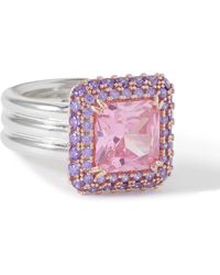Hatton Labs Crown Silver Cubic Zirconia Ring - Pink