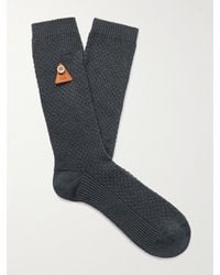 Folk - Socken aus einer Baumwollmischung in Waffelstrick mit Lederbesatz - Lyst