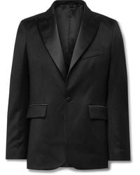 Bode - Silk-Satin Trimmed Wool Barathea Tuxedo Jacket - Lyst