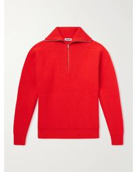 Jil Sander - Ribbed Wool Zip-Up Sweater - Lyst