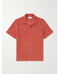MR P. - Camp-Collar Organic Cotton-Terry Jacquard Shirt - Lyst