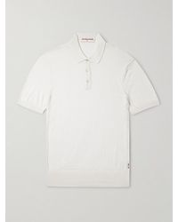 Orlebar Brown - Burnham Textured-Knit Silk And Cotton-Blend Polo Shirt - Lyst