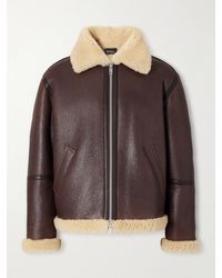 TOTEME - Shearling-Trimmed Full-Grain Leather Jacket - Lyst