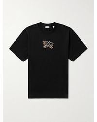 Burberry - Logo-Embroidered Appliquéd Cotton-Jersey T-Shirt - Lyst
