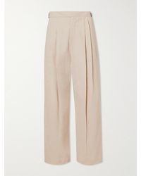 LE17SEPTEMBRE - Belted Pleated Wide-leg Cotton-blend Twill Trousers - Lyst