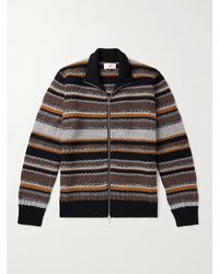MR P. - Striped Virgin Wool And Alpaca-blend Jacquard Zip-up Cardigan - Lyst