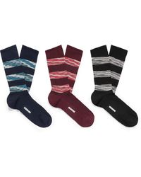 Missoni - Three-pack Striped Stretch Cotton-blend Socks - Lyst