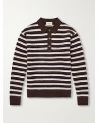 Officine Generale - Patchi Striped Wool-Blend Polo Shirt - Lyst