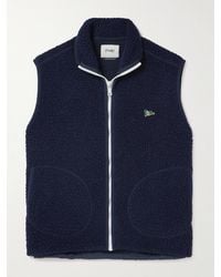 Drake's - Logo-embroidered Wool-blend Fleece Gilet - Lyst