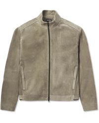 ZEGNA - Slim-Fit Suede Biker Jacket - Lyst