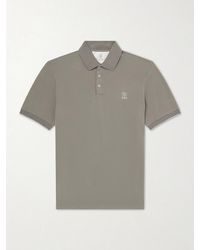 Brunello Cucinelli - Logo-Print Cotton-Piqué Polo Shirt - Lyst