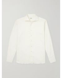 De Petrillo - Cutaway-Collar Brushed Cotton-Twill Shirt - Lyst