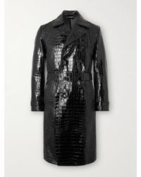 Tom Ford - Double-Breasted Croc-Effect Leather Trench Coat - Lyst