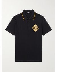 Versace - Logo-Embroidered Cotton-Piqué Polo Shirt - Lyst