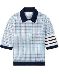 Thom Browne - Jacquard-knit Silk And Cotton-blend Polo Shirt - Lyst
