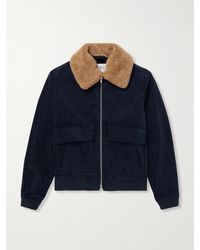 MR P. - Shearling-trimmed Cotton-corduroy Bomber Jacket - Lyst