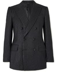 Tom Ford - Dyllan Double-Breasted Striped Metallic Wool And Silk-Blend Suit Jacket - Lyst