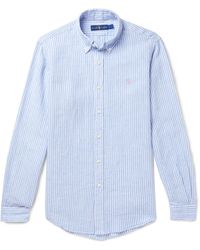 Polo Ralph Lauren - Button-down Collar Striped Linen Shirt - Lyst