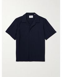 NN07 - Hank 5971 Camp-Collar Tencel Modal-Blend Seersucker Shirt - Lyst