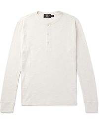 RRL - Slim-fit Waffle-knit Cotton Henley T-shirt - Lyst