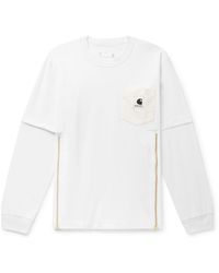 Sacai - Carhartt Wip Layered Logo-appliquéd Canvas-trimmed Cotton-jersey T-shirt - Lyst