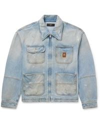 Amiri - Logo-appliquéd Distressed Denim Jacket - Lyst